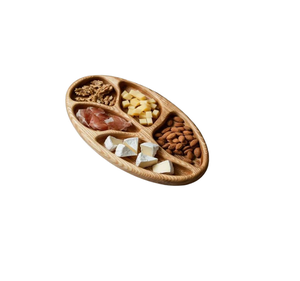 Plateau à fruits secs en bois personnalisé, 2 pièces, forme de feuille, pour une cuisine élégante, disponible à bon prix - Product Image 3