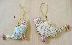 Mới Nhất Mèo Mặt Hình Dạng Trắng Zari Thêu Đính Cườm Làm Việc Cho Cây Giáng Sinh Treo Đồ Trang Trí Cho Lễ Hội Và Đảng Trang Trí - Product Image 2