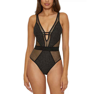 ชุดว่ายน้ำวันพีซเอวสูงลายพิมพ์สำหรับผู้หญิง สีสันตัดกัน แต่งขอบยางยืด เหมาะสำหรับใส่ไปชายหาด - Product Image 1