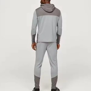 Conjunto Deportivo Gris con Capucha para Hombre, Bloques de Color, Manga Larga, Secado Rápido, Ropa Deportiva de Otoño, 100% Poliéster, Corte Regular - Product Image 2