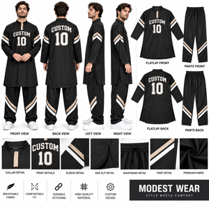 Conjunto de Kurta y Pantalón Personalizado con Bordado Musulmán, Cuello Redondo, Manga Larga, Corte Recto, Largo hasta la Pantorrilla, Ropa Tradicional para Hombre, Pantalones Jogger - Product Image 6