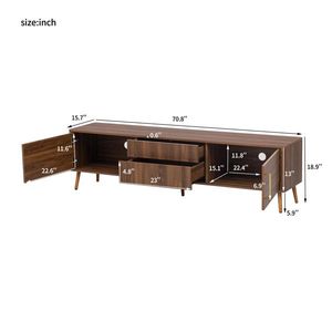Mobile TV Mid-Century con 2 Cassetti, Consolle Multimediale Stile Rustico per TV fino a 80 Pollici, Mobile Contenitore per Intrattenimento da Soggiorno - Product Image 6