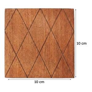 Sous-verres en bois à motif damier, sets de table carrés modernes, écologiques, faits à la main, durables, antidérapants, réutilisables, diamètre 10 cm, pour boissons - Product Image 3