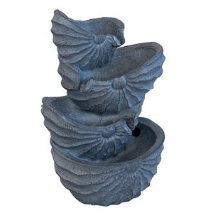 Fontaine d'eau bleue Nautilus Shell 4 niveaux décoratifs intérieur/extérieur 13.4x9.4x21.5 pouces avec lumière - Product Image 2