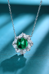 Designer <b>Emerald</b> Green Halo <b>Pendant</b> Necklace with Marquise Diamonds - Product Image 5