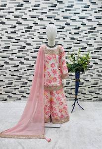 Ensemble Kurta Sharara à fleurs pour bébé fille – Tenue de fête et de cérémonie - Product Image 4