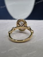 Bague de fiançailles en moissanite taille ovale VS, sertie halo, plaqué rhodium, argent sterling 925, bijou élégant pour femme, idéal pour le quotidien, cadeau