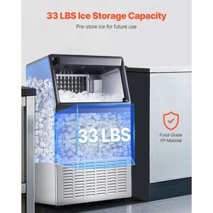 เครื่องทำน้ำแข็งแบบตั้งพื้นสำหรับครัวเชิงพาณิชย์ 160 ปอนด์/24 ชม. ผลิตน้ำแข็งได้ 55 ก้อนใน 15 นาที ความจุขนาดใหญ่ 33 ปอนด์ - Product Image 3