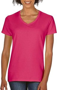 Camiseta casual de verano para mujer con cuello en V, 100% algodón, cuello redondo, manga corta, tejido liso. - Product Image 2