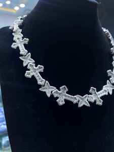 Gold Plated Iced <b>Cross</b> Cuban Link <b>Chain</b> Necklace 925 Silver Moissanite Diamond Hip Hop Charm Jewelry Party Wear Gift - Product Image 4