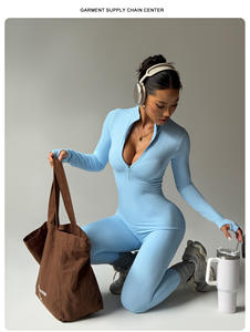 Combinaison de yoga une pièce sans couture à haute élasticité pour fitness, avec fermeture éclair, pour l'entraînement des fessiers, best-seller TK, amincissante et tendance - Product Image 5