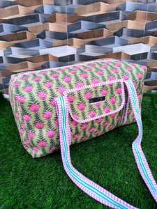 Bolsa de Viaje de Algodón Premium, Bolsa de Lona Acolchada Hecha a Mano, Bolsas de Viaje con Estampado Floral, Bolsas de Fin de Semana con Estampado Floral - Product Image 1