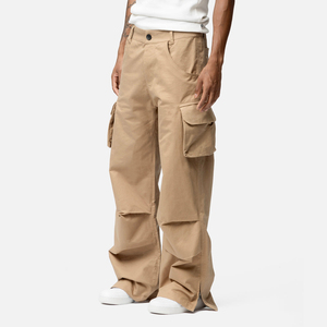 Pantalon Cargo Jogger Décontracté pour Hommes, Couleur Unie, Taille Mi-Haute, Coupe Ample, avec Revers, pour Jeunes Hommes - Vente en Gros - Product Image 2