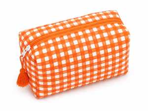 Pochette de voyage portable en coton écologique imperméable à motif pompons orange et blanc, taille moyenne, fermeture éclair, simple - Product Image 4