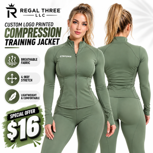 Veste d'entraînement de yoga pour femmes, coupe ajustée, haute compression, avec passe-pouce, veste de sport pour femmes, sous-vêtement de sport zippé - Product Image 1
