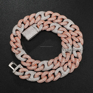 Premium VVS Moissanite Cuban Link <b>Necklace</b> and Bracelet Set 15mm to 20mm Wide 925 Solid <b>Silver</b> with Gold Finish <b>for</b> <b>Men</b> Women - Product Image 1