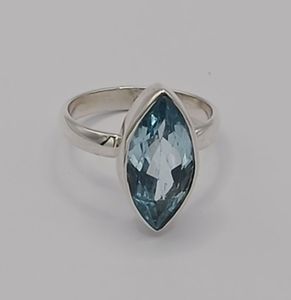 Blue Topaz Marquise <b>Ring</b> <b>925</b> Sterling <b>Silver</b> Handmade Promise Jewelry for Women gift Jewelry Bezel setting December Birthstone - Product Image 1