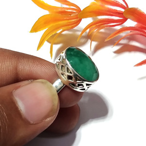 Natural Emerald Gemstone <b>Ring</b> 925 Sterling <b>Silver</b> Pear Shape Bezel Setting Third Party Certified Handmade <b>Adjustable</b> Engagement - Product Image 4