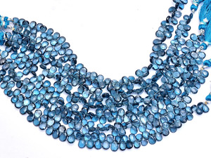 Topacio AAA de 5x8 mm, facetado, en forma de pera, briolette, natural, genuino, topacio azul de Londres, piedra semipreciosa, cuentas sueltas para joyería. - Product Image 3