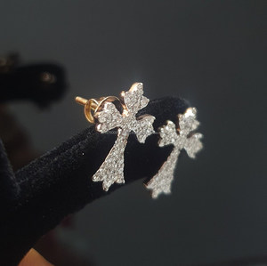 Korean Style Crystal Cross <b>Stud</b> Lab Grown Earrings Elegant Fashion Jewelry For Women Daily And Party Wear - Product Image 4