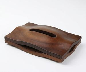 Trendy Handmade Wooden Tissue <b>Box</b> Wabi Sabi Design Natural Wood Finish Modern Tabletop Tissue Organizer Holder By UO INDIA - Product Image 1