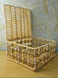 Handmade Gold Braided Woven <b>Storage</b> Basket with <b>Lid</b> Luxury Decorative Rope Organizer Box Eco-Friendly Gift Hamper <b>Bin</b> - Product Image 3