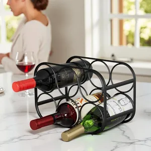 Custom Handmade Metal Wine Bottle Stand Elegant Iron Bottle Holder for Contemporary Home Furniture Interior Decoration Global - Product Image 1
