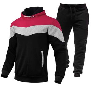 Men's Hooded Color Blocking Tracksuit <b>Jacket</b> Full Sleeve Zipper Fly Casual Autumn Wear Black Red Gray Polyester Premium Quality - Product Image 1