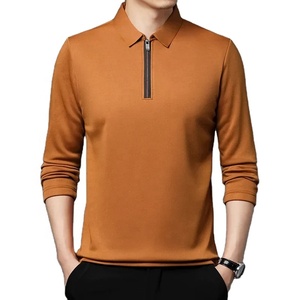 Polo de Punto de Manga Larga Color Borgoña para Hombre, Corte Regular, Estilo Casual, Color Sólido, Cuello con Cierre Frontal - Product Image 2