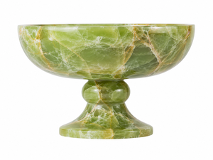 Bol sur piédestal en onyx vert naturel fait main, plat de service en pierre polie, centre de table décoratif pour salle à manger, hôtel, Feng Shui - Product Image 1