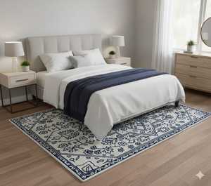 Alfombra Moderna de Lana con Diseño Floral, Hecha a Mano, con Base de Látex, para Decoración de Hogar de Lujo - Product Image 1
