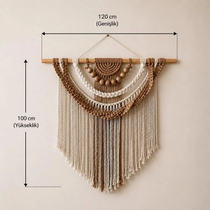 Assured Quality Bohemian Macrame Wall <b>Hanging</b> Natural Beige <b>White</b> Fringe Decor Living Room Art Piece Single-Piece Package - Product Image 4
