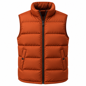 Blue Color Stand Collar Side <b>Pockets</b> Body <b>Warmer</b> Sleeveless Quick Dry Breathable Zipper Slim Fit Men's Winter Jacket - Product Image 1