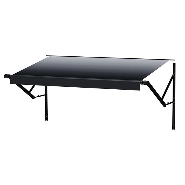 16 Retractable Aluminum Alloy Frame Motorized RV Awning Complete Kit Outdoor Trailer Awning Fits Most RVs Black Color