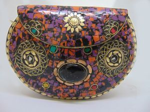 <b>Silver</b> Clutch Purse Ethnic Style Cotton <b>Handbag</b> Handmade Decorative Wedding Indoor Evening Bag Women High Quality Finish - Product Image 3