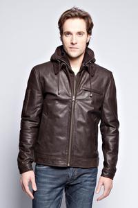 Custom Wholesale Mens Genuine Leather Breathable Windproof Hooded Jacket Double <b>Zipper</b> Black Biker <b>Coat</b> Casual Streetwear OEM - Product Image 4