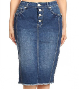 Manufacture Women Denim Jeans keen Length Short Knee-Length Skirt for Young Girl - Product Image 1