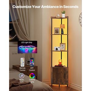 5 livelli LED luce e porta armadio Organizer alto angolo scaffale Stand stretta Rack con caratteristiche Premium - Product Image 2