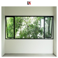 Nuevo diseño de alta calidad de aluminio doble vidrio superior colgado Ventana de toldo precio de fábrica fuera de ventanas con rejilla