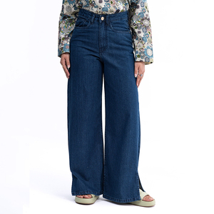Wide Leg Flare Women Denim Jeans High Waist <b>Bell</b> Bottom Vintage Wash Retro Style Trousers Custom Logo OEM Wholesale Non Stretch - Product Image 4