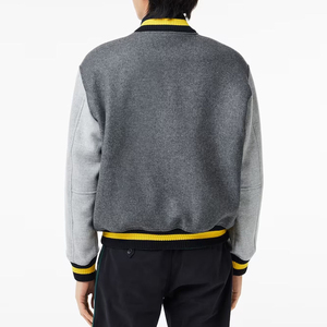 Factory Manufacture Men's Varsity Jacket Breathable V-neck Polyester/Cotton Winter Long Sleeves <b>Covered</b> <b>Button</b> Closure High - Product Image 3