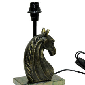 Base de Lámpara de Mesa con Cabeza de Caballo de Aluminio Estilo Vintage - Escultura Ecuestre con Acabado Bronce Antiguo para Decoración de Oficina y Hogar - Product Image 1