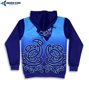 เสื้อฮู้ดซิปผู้ชายสีน้ำเงินไล่เฉดสี ยี่ห้อ Daizen Star International ผ้าโพลีเอสเตอร์พิมพ์ลายดิสชาร์จ น้ำหนัก 370 กรัม สวมใส่สบายๆ สำหรับฤดูใบไม้ร่วง - Product Image 3