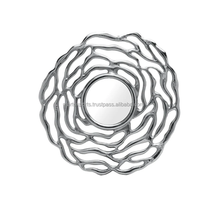 Espejo de pared redondo de metal de gran tamaño hecho a mano estilo granja rústica moderna colgante de pared decorativo para oficina o dormitorio - Product Image 6