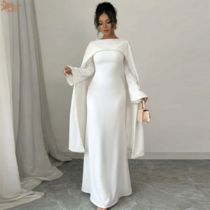 Vestido Maxi con Detalle de Perlas Blancas, Elegante Vestido de Noche con Mangas Tipo Capa Adornadas con Perlas, Abaya Eid 2026, Vestido Musulmán para Mujer - Product Image 2