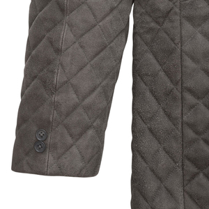 <b>Leather</b> Cult <b>Men's</b> Grey Suede Quilted <b>Blazer</b> Single Breasted Genuine <b>Leather</b> Jacket - Product Image 5