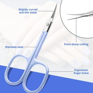 Tijeras para Cutículas Extra Finas, Acero Inoxidable de Grado Quirúrgico, Hojas Curvas Cuadradas, para Diestros, para Manicura y Cejas - Product Image 4