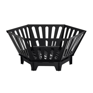 Brasero de Metal con Pantalla Antichispas, Negro, Diseño Perforado, Brasero Redondo para Exteriores con Soporte A9 - Product Image 2