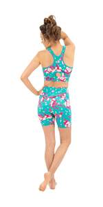 Shorts Activewear Femme Taille Basse à Imprimé Floral en Tricot Respirant Coton Spandex Coupe Classique avec Cordon de Serrage - Product Image 2