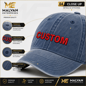 Gorras de Béisbol Vintage Desgastadas de 6 Paneles al por Mayor, con Logotipo Bordado Personalizado, para Hombre, Uso Casual, de Algodón Lavado - Product Image 4